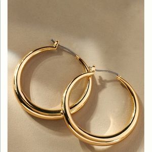 Anthropologie Classic Hoop earrings gold tone 1.50”